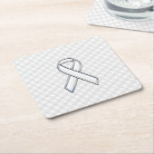 White Ribbon Awareness on Houndstooth Print Kartonnen Onderzetters (Schuin)