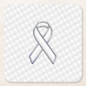 White Ribbon Awareness on Houndstooth Print Kartonnen Onderzetters (Voorkant)