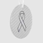 White Ribbon Awareness on Houndstooth Print Ornament (voorkant)