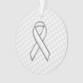 White Ribbon Awareness on Houndstooth Print Ornament (voorkant)