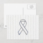 White Ribbon Awareness on Vertical Stripes Briefkaart (Voorkant / Achterkant)