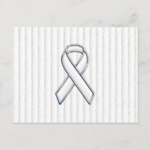 White Ribbon Awareness on Vertical Stripes Briefkaart