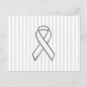 White Ribbon Awareness on Vertical Stripes Briefkaart (Voorkant)