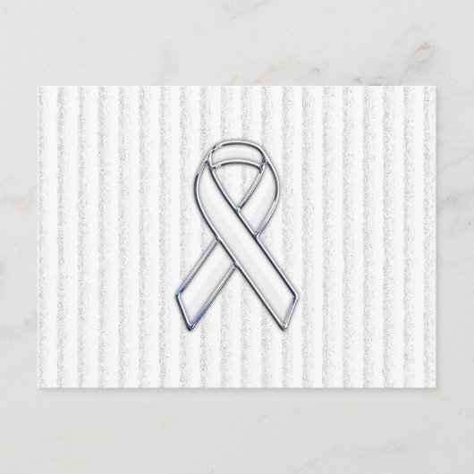 White Ribbon Awareness on Vertical Stripes Briefkaart (Voorkant)