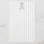 White Ribbon Awareness on Vertical Stripes Briefpapier (Voorkant)