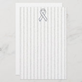 White Ribbon Awareness on Vertical Stripes Briefpapier (Voorkant / Achterkant)