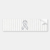 White Ribbon Awareness on Vertical Stripes Bumpersticker (Voorkant)