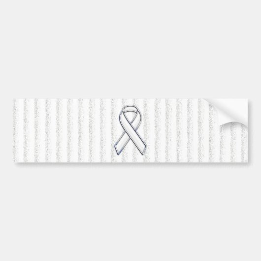White Ribbon Awareness on Vertical Stripes Bumpersticker (Voorkant)