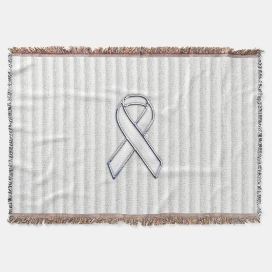 White Ribbon Awareness on Vertical Stripes Deken (Voorkant)