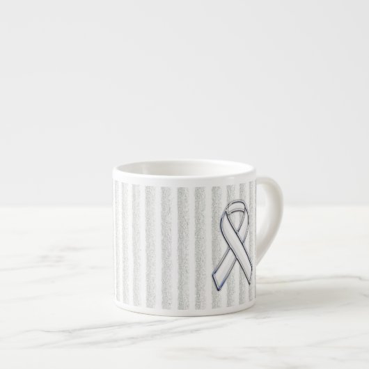 White Ribbon Awareness on Vertical Stripes Espresso Kop (Voorkant rechts)