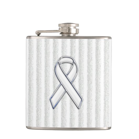 White Ribbon Awareness on Vertical Stripes Heupfles (Voorkant)