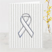 White Ribbon Awareness on Vertical Stripes Kaart (Gele Bloem)