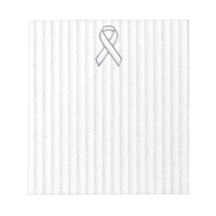 White Ribbon Awareness on Vertical Stripes Notitieblok