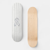 White Ribbon Awareness on Vertical Stripes Persoonlijk Skateboard (Voorkant)