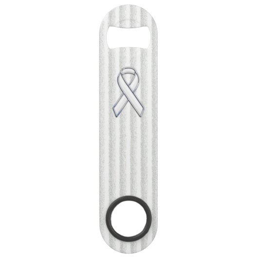 White Ribbon Awareness on Vertical Stripes Speed Flessenopener (Voorkant)