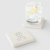 White Ribbon Awareness on Vertical Stripes Stenen Onderzetter (Zijkant)