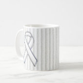 White Ribbon Awareness Stripes Koffiemok (Voorkant links)