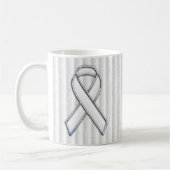 White Ribbon Awareness Stripes Koffiemok (Links)