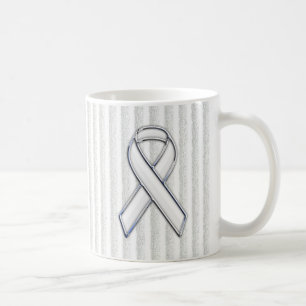 White Ribbon Awareness Stripes Koffiemok