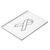 White Ribbon Awareness Stripes Notitieboek (Linkerzijde)