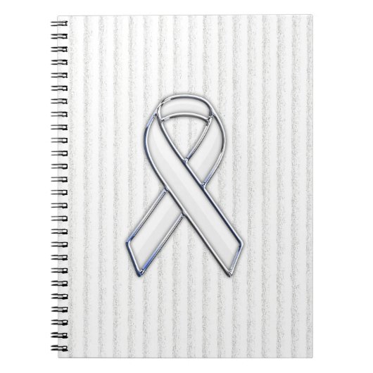 White Ribbon Awareness Stripes Notitieboek (Voorkant)