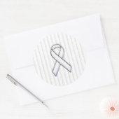 White Ribbon Awareness Stripes Ronde Sticker (Envelop)
