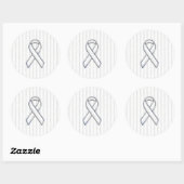 White Ribbon Awareness Stripes Ronde Sticker (Vel)