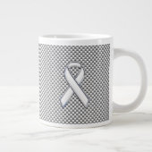 White Ribbon Awareness White Carbon Fibre Print Grote Koffiekop (Rechts)