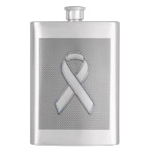 White Ribbon Awareness White Carbon Fibre Print Heupfles (Voorkant)