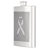 White Ribbon Awareness White Carbon Fibre Print Heupfles (Links)
