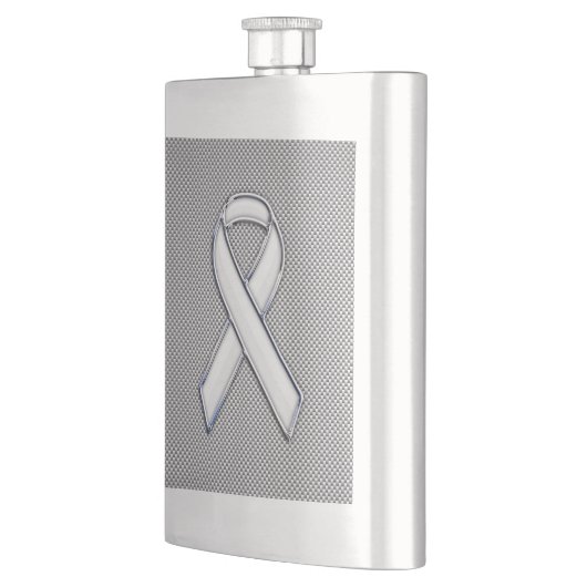White Ribbon Awareness White Carbon Fibre Print Heupfles (Links)