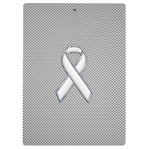 White Ribbon Awareness White Carbon Fibre Print Klembord