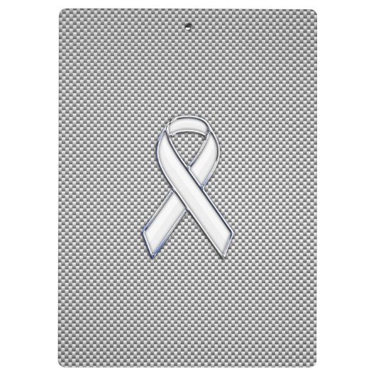 White Ribbon Awareness White Carbon Fibre Print Klembord (Achterkant)