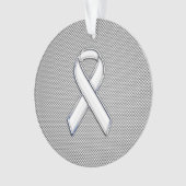White Ribbon Awareness White Carbon Fibre Print Ornament (voorkant)