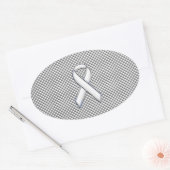 White Ribbon Awareness White Carbon Fibre Print Ovale Sticker (Envelop)