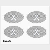 White Ribbon Awareness White Carbon Fibre Print Ovale Sticker (Vel)