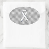 White Ribbon Awareness White Carbon Fibre Print Ovale Sticker (Tas)