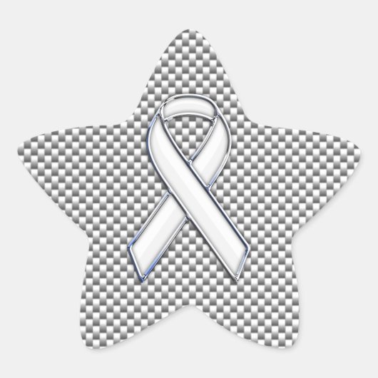 White Ribbon Awareness White Carbon Fibre Print Ster Sticker (Voorkant)