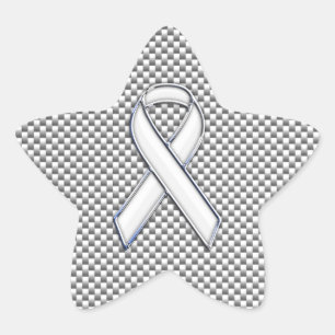 White Ribbon Awareness White Carbon Fibre Print Ster Sticker