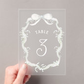 White Ribbon Baby's Breath Acrylic Table Number Acryl Uitnodigingen (Insitu (Draagbaar))