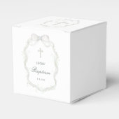 White Ribbon Baby's Breath Baptism Cube Bedankdoosjes (Voorkant Zijde)