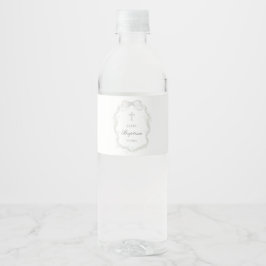 White Ribbon Baby's Breath Baptism Waterfles Etiket
