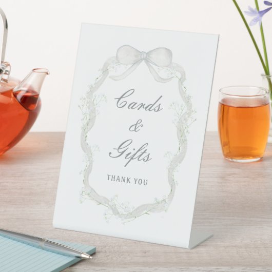 White Ribbon Baby's Breath Cards & Gifts Reclamebord Met Voetstuk (Insitu)