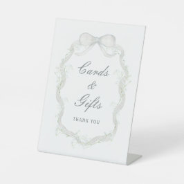 White Ribbon Baby's Breath Cards & Gifts Reclamebord Met Voetstuk