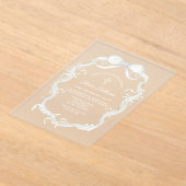 White Ribbon Baby's Breath Doop Acryl Uitnodigingen (Laagn)