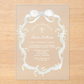 White Ribbon Baby's Breath Doop Acryl Uitnodigingen (Voorkant)