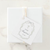 White Ribbon Baby's Breath Doop Bedankjes Labels (In situ)