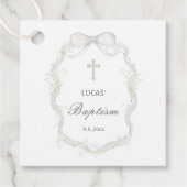 White Ribbon Baby's Breath Doop Bedankjes Labels (Voorkant)