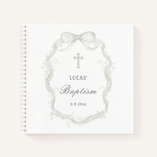 White Ribbon Baby's Breath Doop Gastboek Notitieboek (Voorkant)