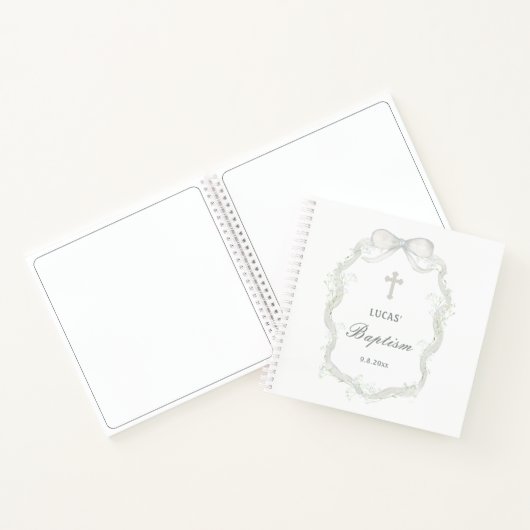 White Ribbon Baby's Breath Doop Gastboek Notitieboek (Binnen)